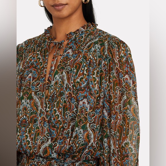 NWT VERONICA BEARD Armeria Paisley Floral Ruffle Mini Dress - Picture 5 of 12